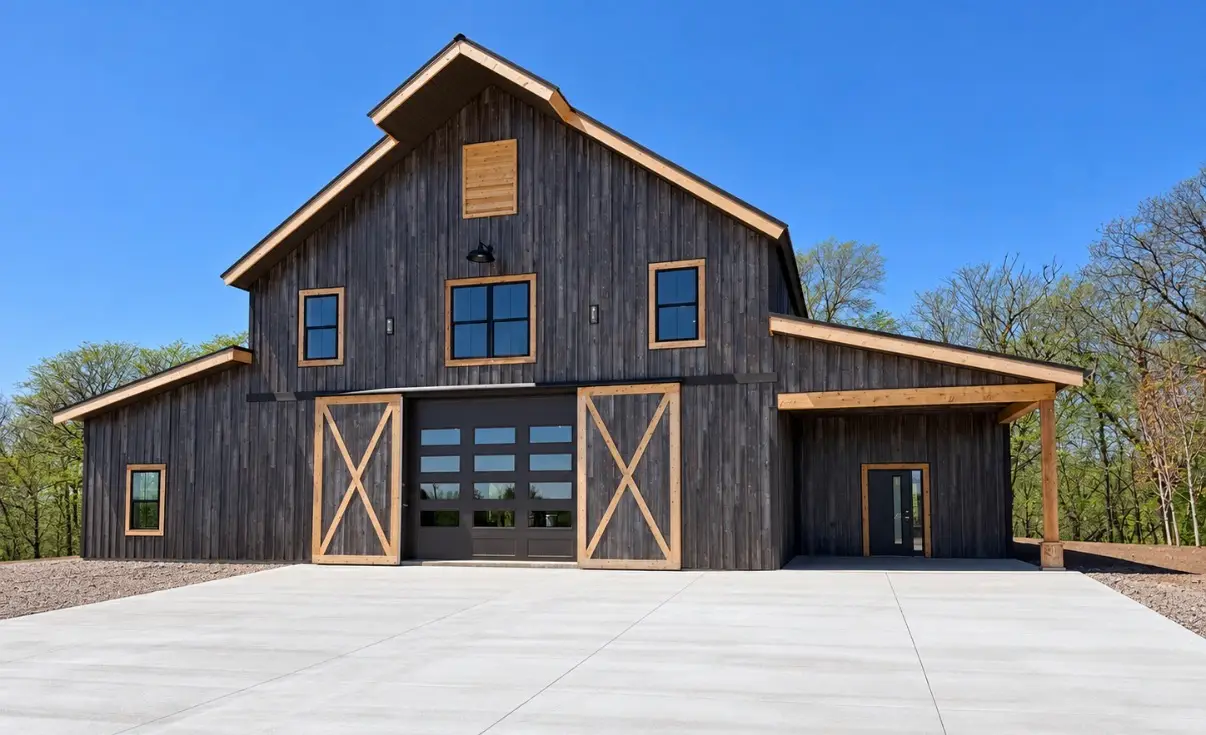 The timber-frame barn at Capital Ridge Tree Farm