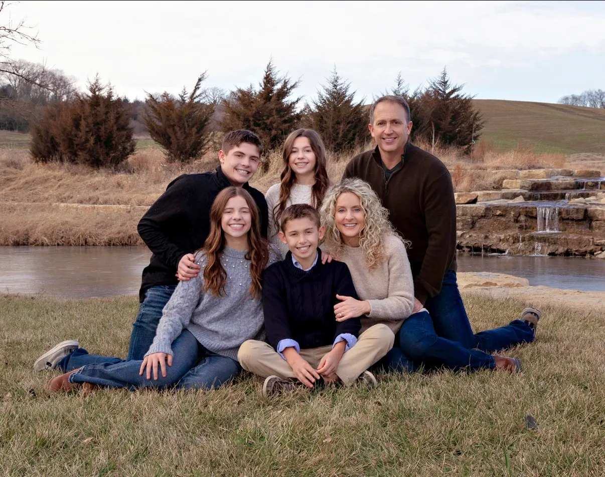 Cory and Mandy Leick with their four children at Capital Ridge Tree Farm